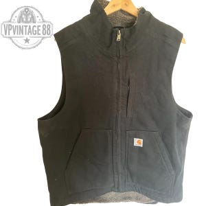 Vintage Carhartt USA Sherpa gefütterte marineblaue Segeltuch Arbeitsweste - strapazierfähige Gilet, Größe Medium