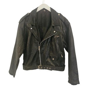 Vintage Ricardo Leather Jacket Black Button Grunge