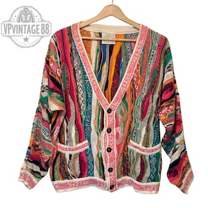 トップス 90s coogi cardigan cotton knit Australia Vintage 90s Coogi Australia 3D Knit Wool Cardigan Sweater Size S