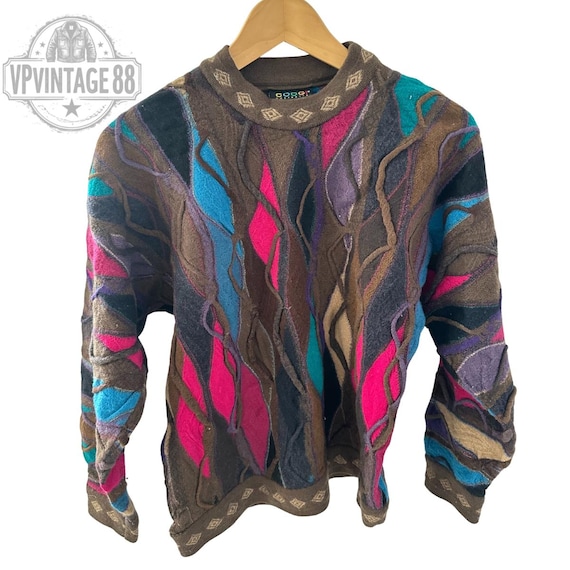 Vintage Coogi Australia Jumper | 90s Colourful 3D Knit Wool Sweater | Hip Hop Streetwear | Women's Size M
