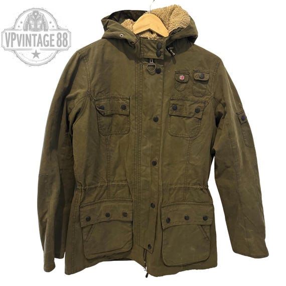 Vintage Barbour Brighton Parka Waxed Jacket - 1990s Khaki Green