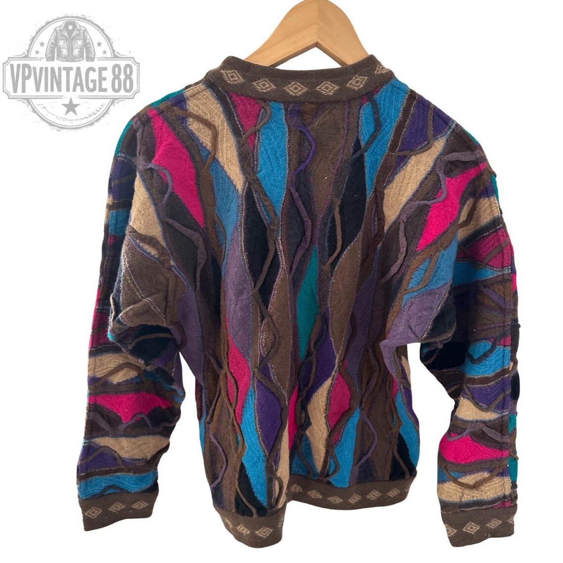 Vintage Coogi Australia Jumper | 90s Colourful 3D Knit Wool Sweater | Hip Hop Streetwear | Women's Size M, photo 4 of 4