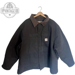 Vintage Carhartt Detroit Jacket – USA-Made Black Canvas Workwear Coat, 90s Style (C03 BLK)