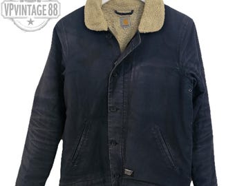 Vintage Carhartt Sherpa Linierte Jacke - Blaue Sheffield Workwear, Original Style (DE 79576)