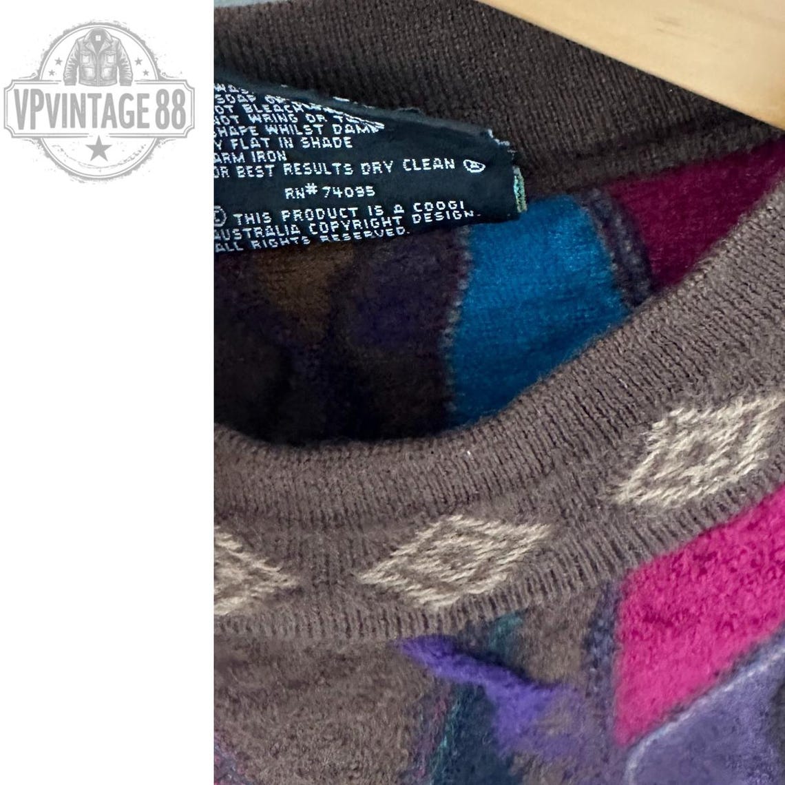 Vintage Coogi Australia Jumper | 90s Colourful 3D Knit Wool Sweater | Hip Hop Streetwear | Women's Size M, photo 3 of 4