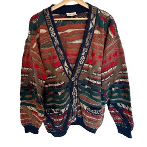 Vintage Coogi Australia Sweater | 90s Hip Hop Iconic Colourful Knit Cardigan | Authentic Genuine Coogi | Rare - Size M