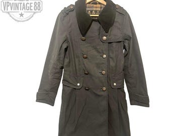 veste cirée Barbour Regiment vintage - manteau héritage bleu marine des années 1990 - fabriqué en Angleterre - vêtements d'extérieur pour femmes de style campagnard (taille S)