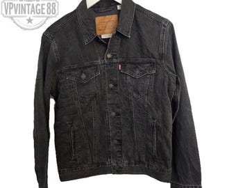 Vtg 80s Levi's 70507 0253 Black Acid Wash Denim Trucker Jacket