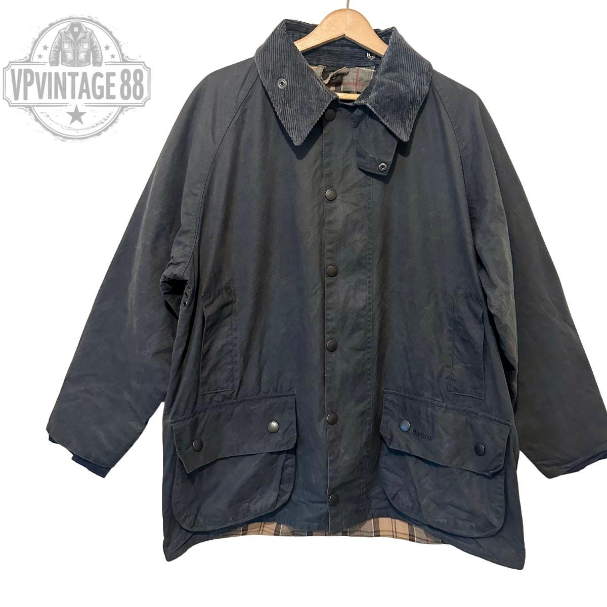 Vintage Barbour Beaufort A196 Waxed Jacket - 1990s Navy Heritage