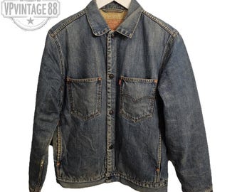 Chaqueta vaquera retro vintage Levi's para hombre, azul, con forro de sherpa, talla (M)