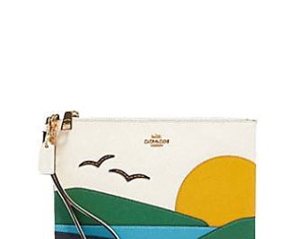 coach gallery pouch with umbrella motif