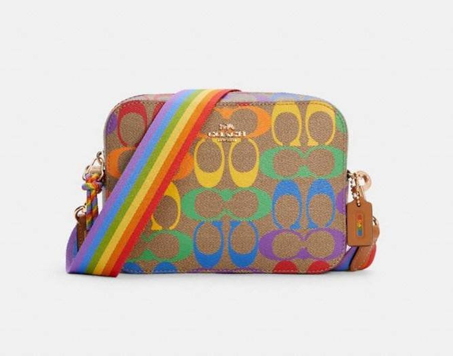 Coach Mini Camera Bag In Rainbow Signature Canvas Etsy