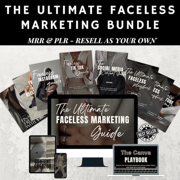 Faceless Digital Marketing All-in-One Course Bundle Guides | Master Resell Rights & PLR | Instant Access | Women's Empowerment | DFY