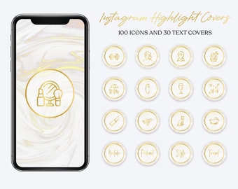 Instagram Highlight Covers, Instagram Highlight Icons, Gold Instagram Icons