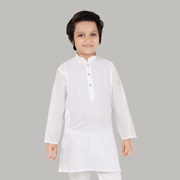 Boys White kids kurta set casual comfort wear / festival wear / Indian Ethnic / Traditional wear for kids