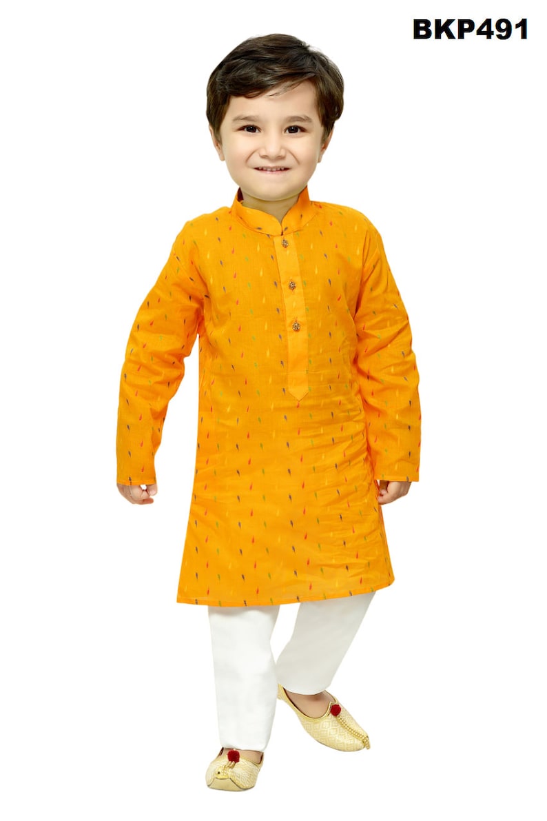 Boys Kurta set casual comfort wear / festival wear / Indian Ethnic / Traditional wear for kids BKP4901 - Yellow