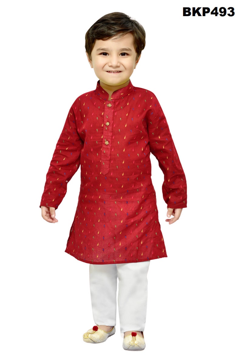 Boys Kurta set casual comfort wear / festival wear / Indian Ethnic / Traditional wear for kids BKP4903 - Red