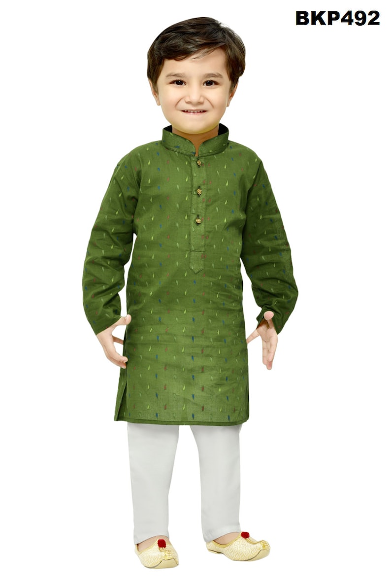 Boys Kurta set casual comfort wear / festival wear / Indian Ethnic / Traditional wear for kids BKP4902 - Green