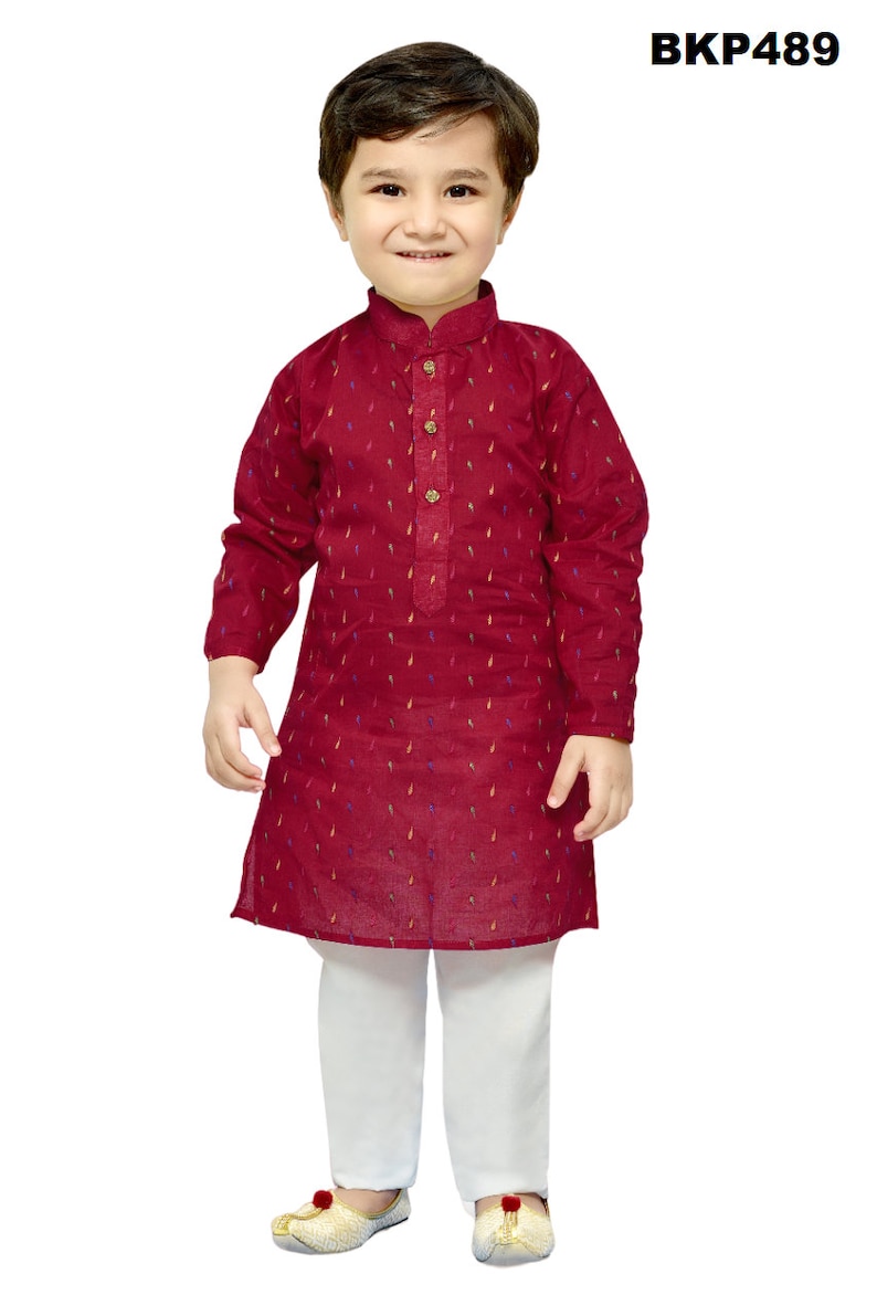 Boys Kurta set casual comfort wear / festival wear / Indian Ethnic / Traditional wear for kids BKP489 - Maroon