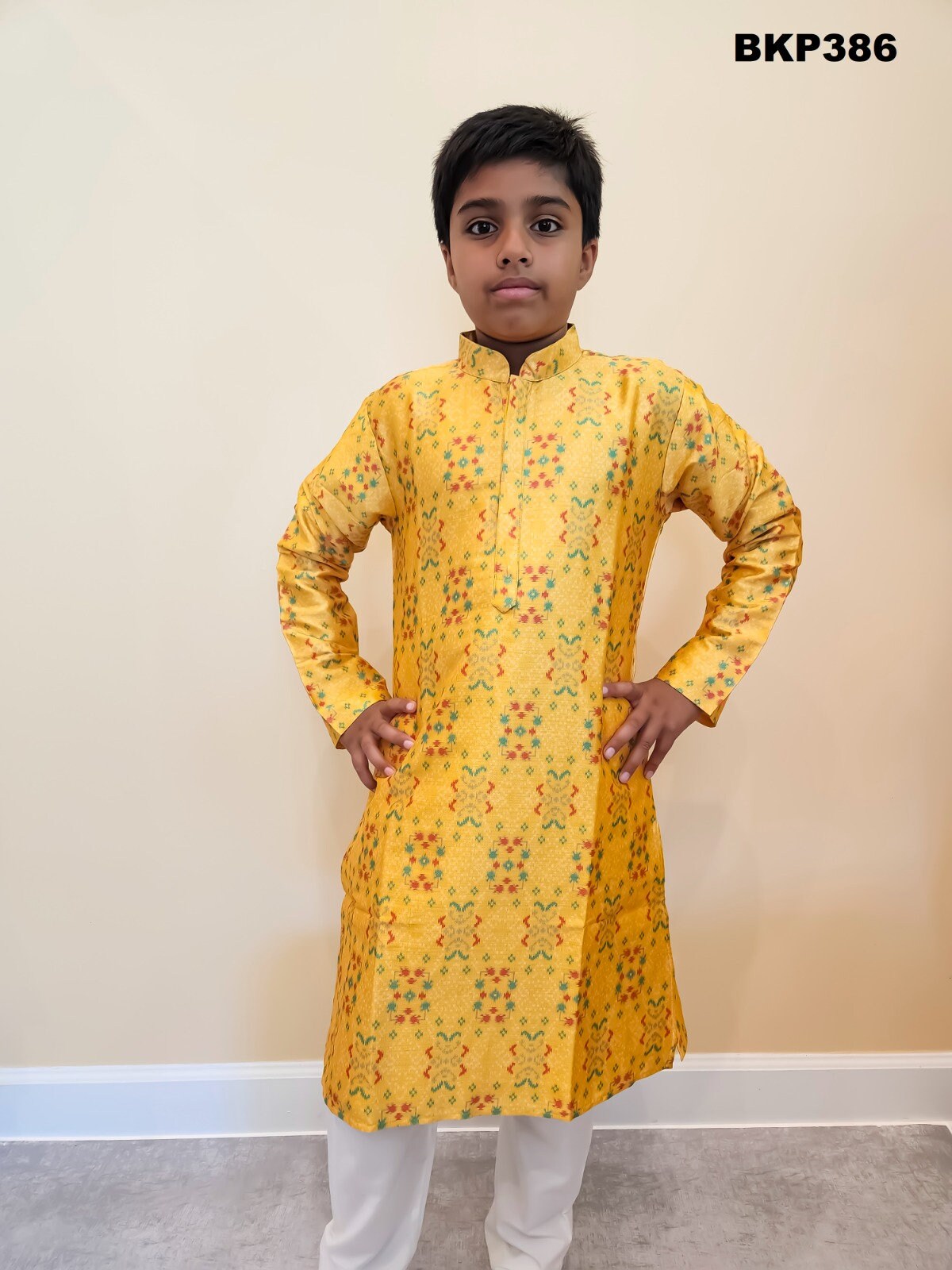 Boy Patola print Kurta  Balloon Pants Set - Blue main image 0