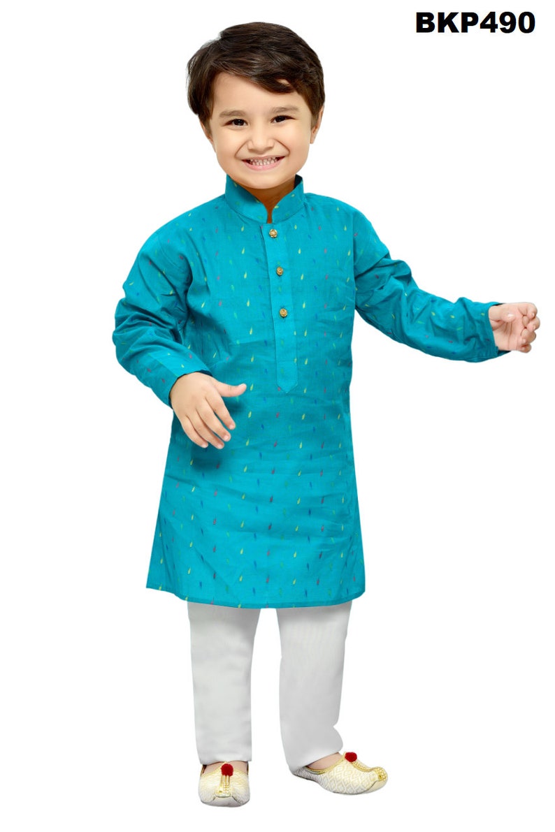 Boys Kurta set casual comfort wear / festival wear / Indian Ethnic / Traditional wear for kids BKP490 - Blue