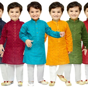 Boys Kurta set casual comfort wear / festival wear / Indian Ethnic / Traditional wear for kids image 1