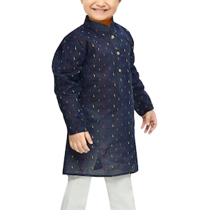 Boys Kurta set casual comfort wear / festival wear / Indian Ethnic / Traditional wear for kids BKP488 - Navy Blue