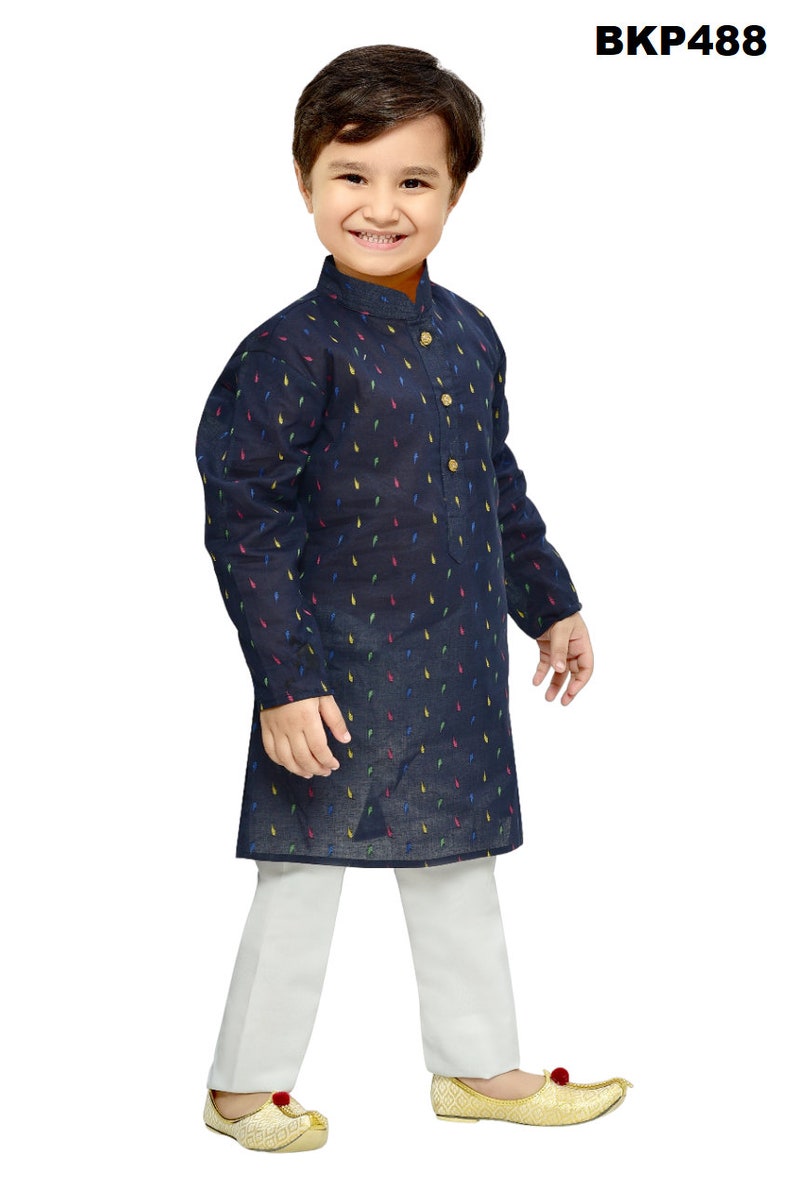 Boys Kurta set casual comfort wear / festival wear / Indian Ethnic / Traditional wear for kids BKP488 - Navy Blue