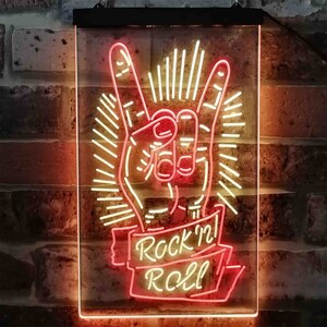 Rock n Roll Hand Metal Music Dual Color LED Sign st6-i3900