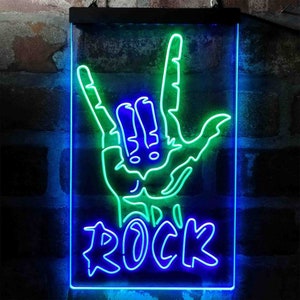 Rock Band Hand Signal Dual Color LED Sign St6-i3971 - Etsy