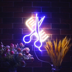 Comb & Scissors Decoration Flex Silicone LED Neon Sign st16-fnu0363