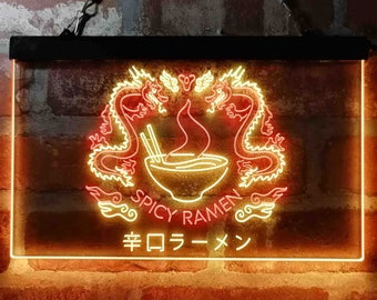 Spicy Dragon Ramen Japan Food Dual Color LED Neon Sign st6-i3961
