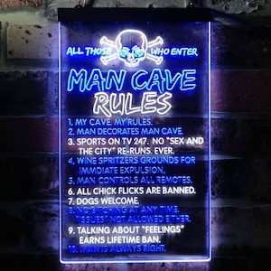 Man Cave Rule Game Room Dual Color LED Neon Sign st6-i3756