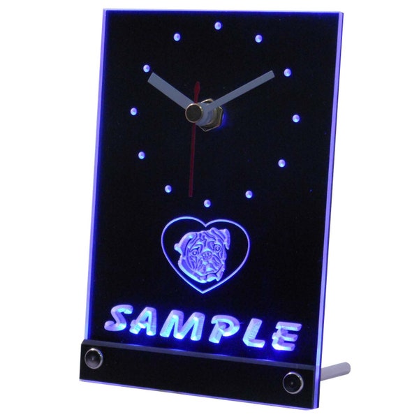 Personalized Custom Pug Dog House Home Neon Led Table Clock tncve-tm