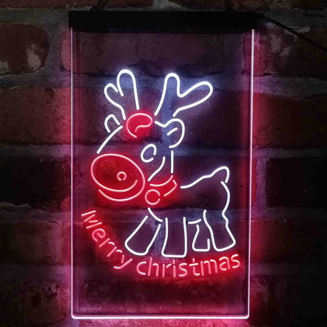 Merry Christmas Reindeer Dual Color LED Neon Sign St6-i4152 - Etsy