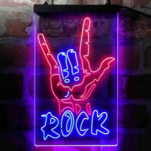 Rock Band Hand Signal Dual Color LED Sign St6-i3971 - Etsy