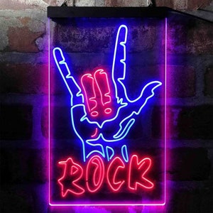 Rock Band Hand Signal Dual Color LED Sign St6-i3971 - Etsy