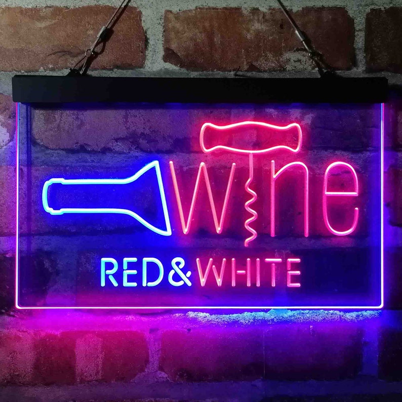 Red & White Wine Opener Display Dual Color LED Neon Sign Etsy