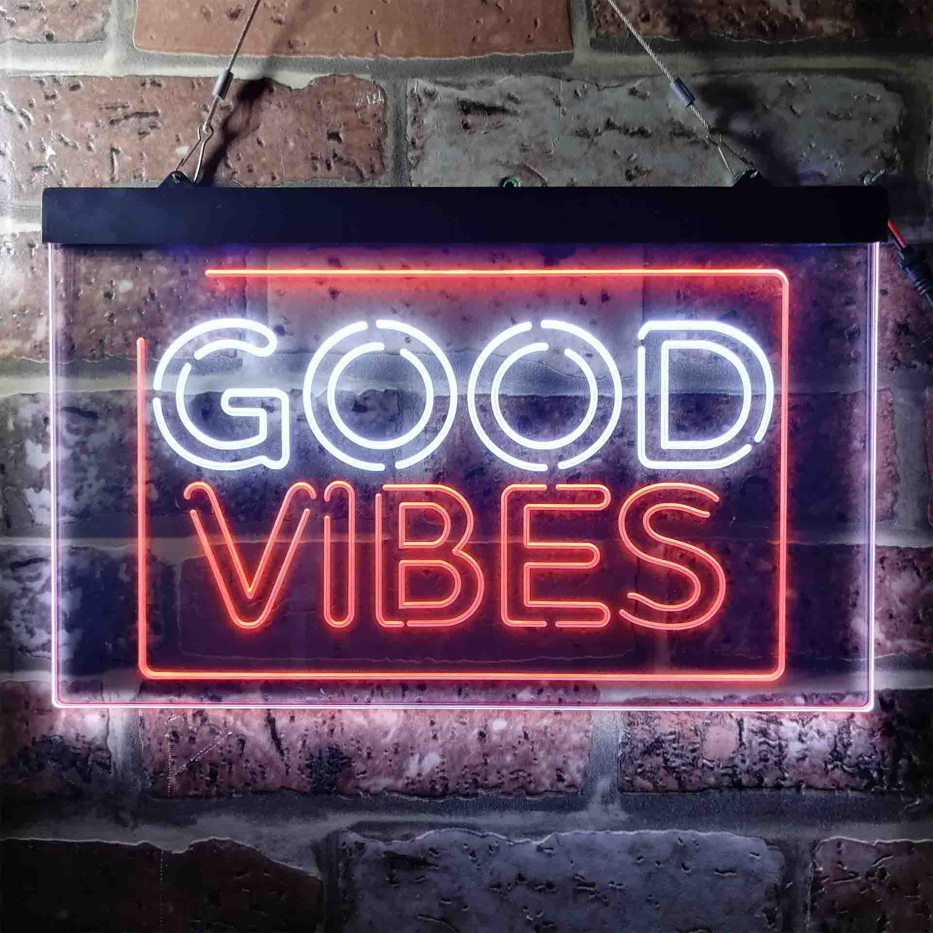 Good Vibes Rectangle Room Decoration Dual Color LED Neon Sign | Etsy