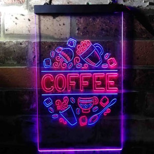 Coffee CafÃ© Decoration Dual Color LED Neon Sign st6-i3710