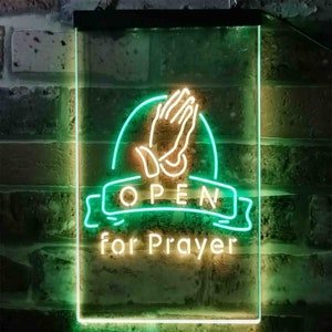 Prayer Hand Room Open Dual Color LED Neon Sign st6-i3784