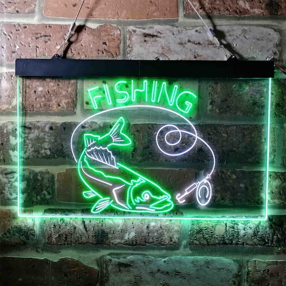 Fishing Camp Cabin Game Room Dual Color LED Neon Sign St6-i3719