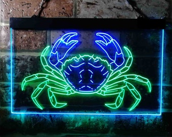 Crab Seafood Ocean Display Dual Color LED Neon Sign st6-i3717