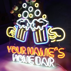 Name Personalized Classic Cheers Home Bar with Beer Mugs Extra-Large Ultra-Bright LED Neon Sign st16-fn-p0001-tm
