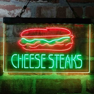 Cheese Steaks Fast Food Store Dual Color LED Neon Sign st6-i4027