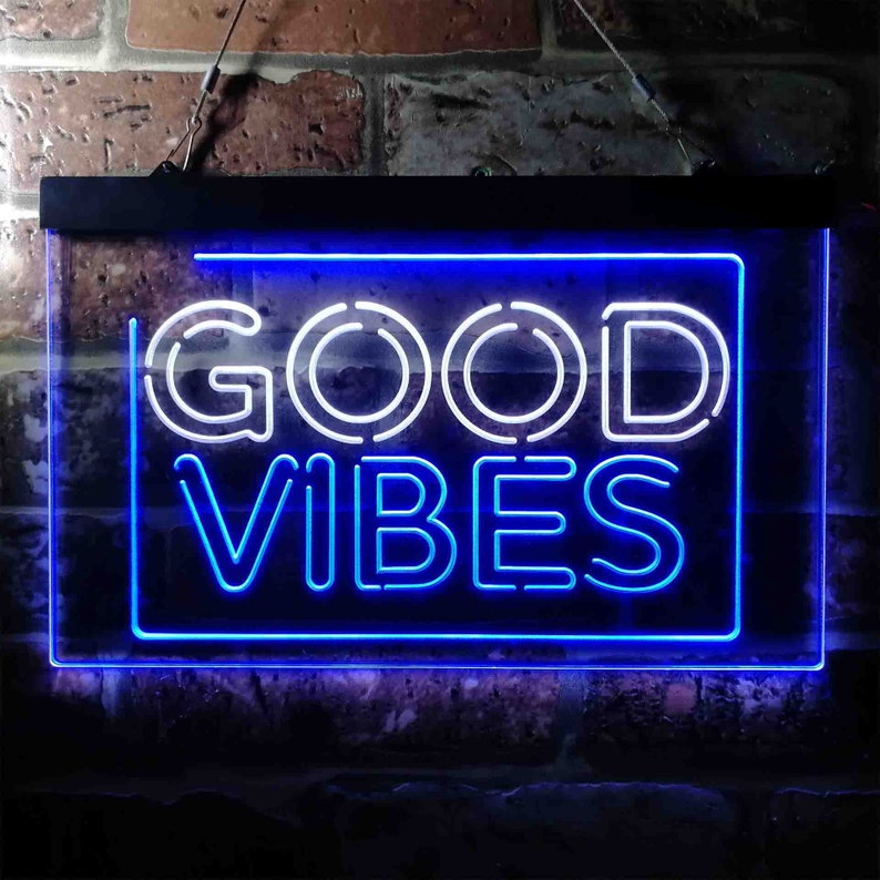 Good Vibes Rectangle Room Decoration Dual Color LED Neon Sign - Etsy