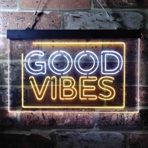 Good Vibes Rectangle Room Decoration Dual Color LED Neon Sign - Etsy