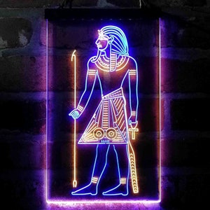 Egyptian Pyramids Ancient Egypt Menes Pharaoh Man Dual Color LED Sign st6-i4050