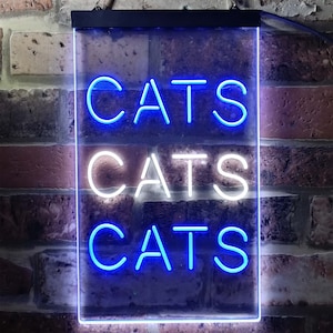 Cats Cats Cats Bedroom DÃ©cor Lover Dual Color LED Neon Sign st6-i3759