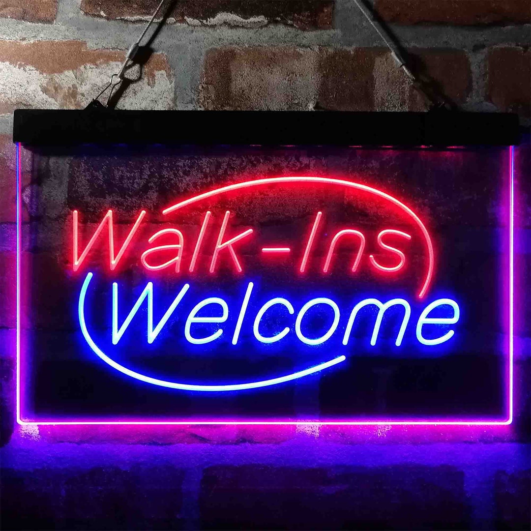 Walk-ins Welcome Display Shop Dual Color LED Neon Sign Etsy